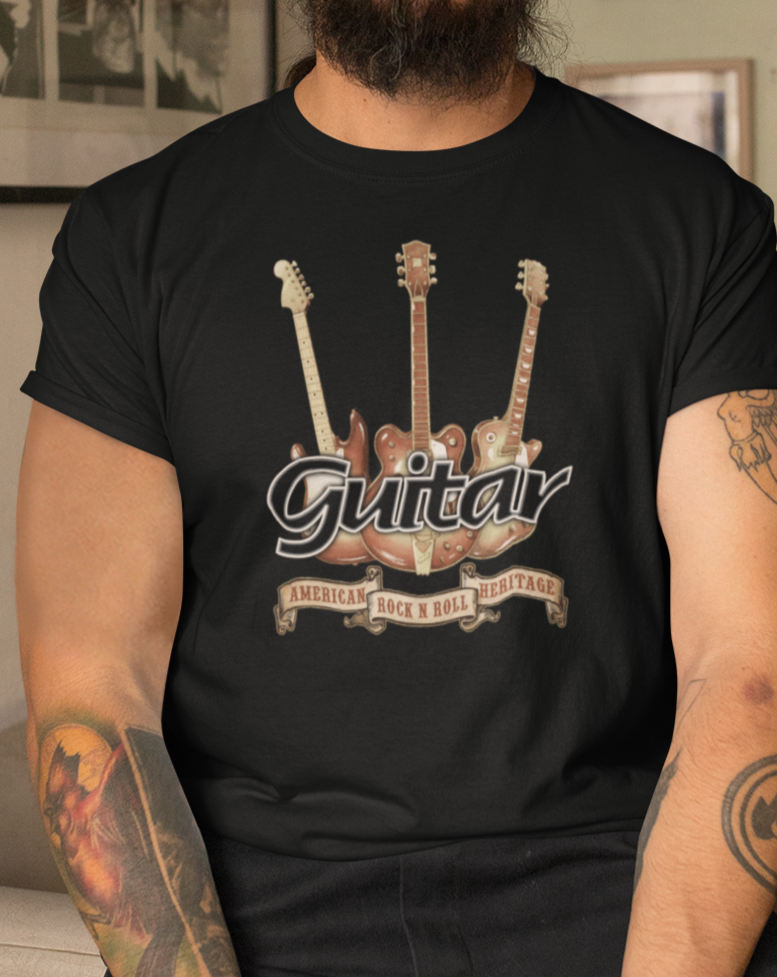 Guitar Ribbon Music and Band Tee