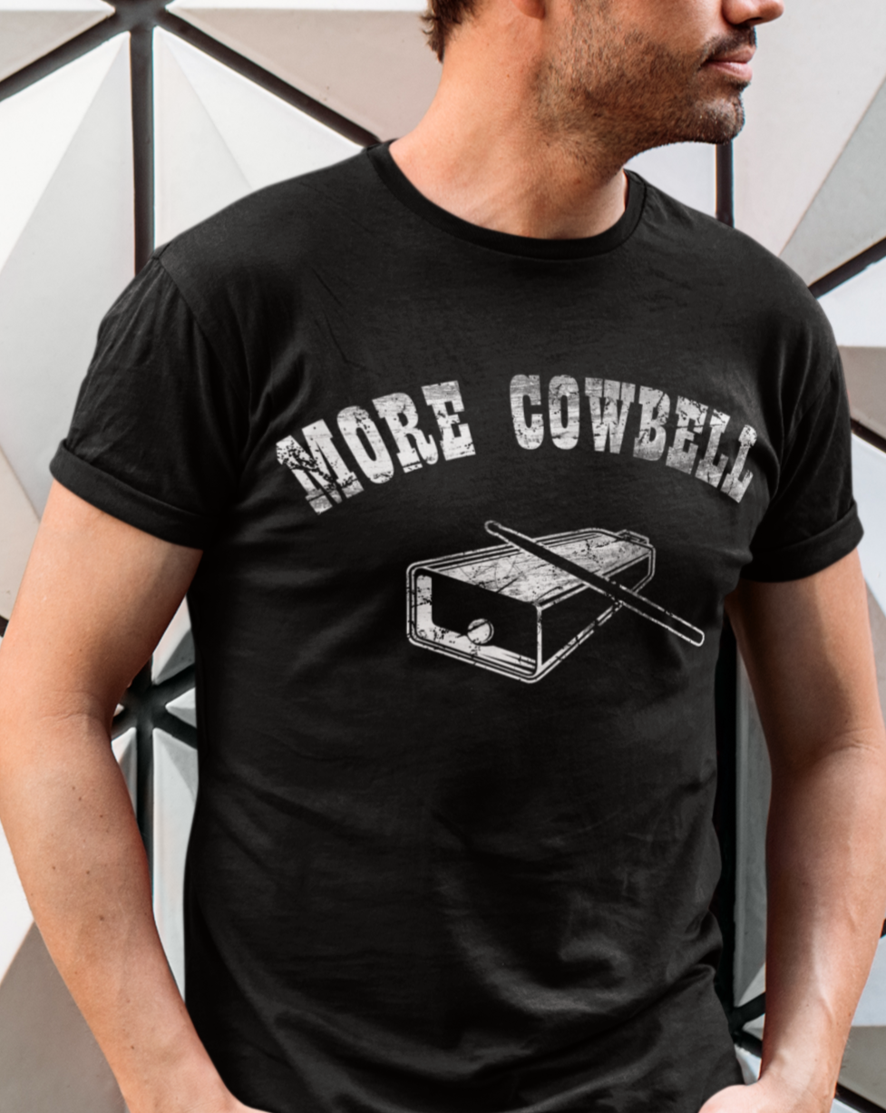 Taboo Men's 'More Cowbell' Music T-Shirt - Gift for Music Lovers & Band Players