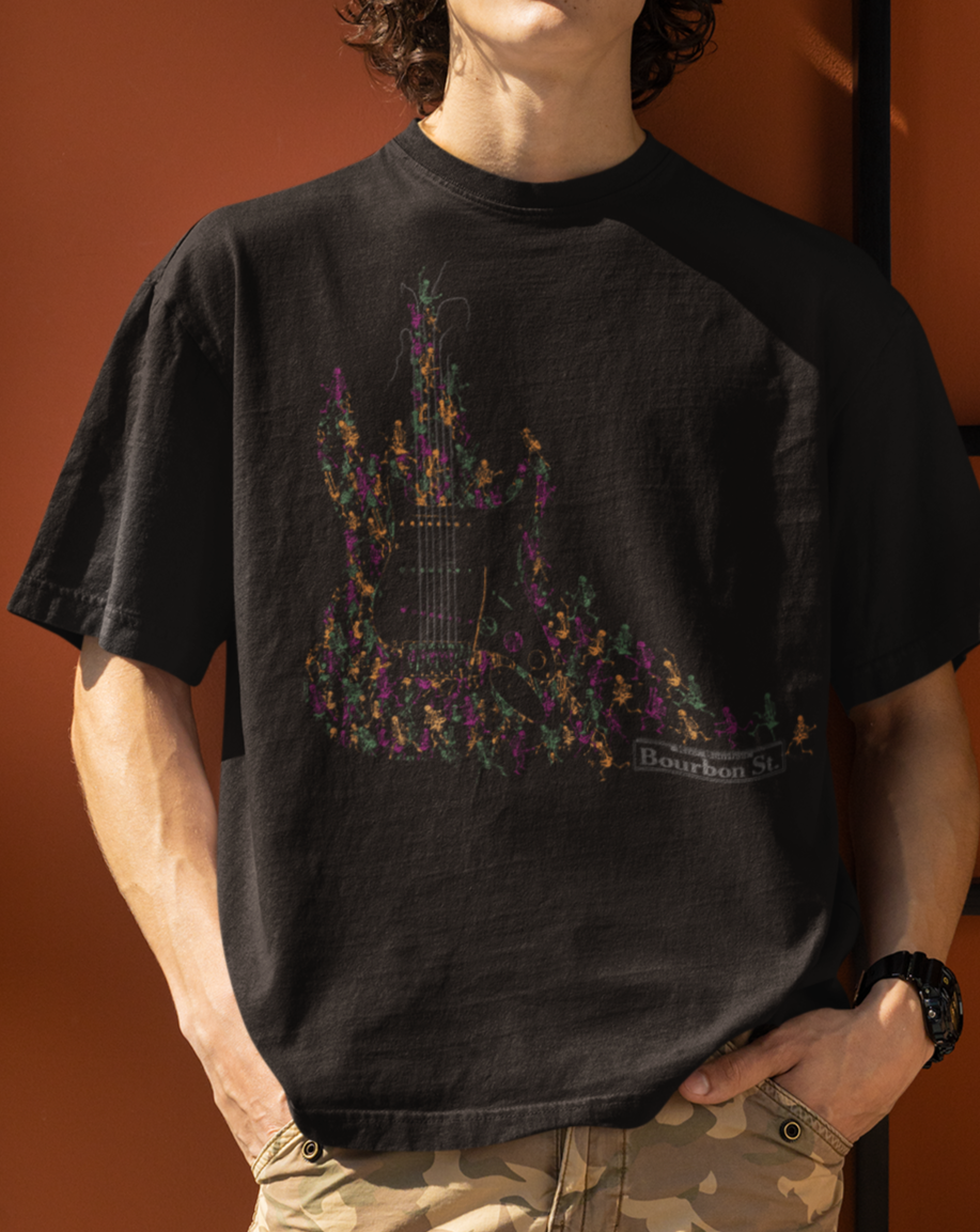 Bourbon St Skeleton Guitar T-Shirt