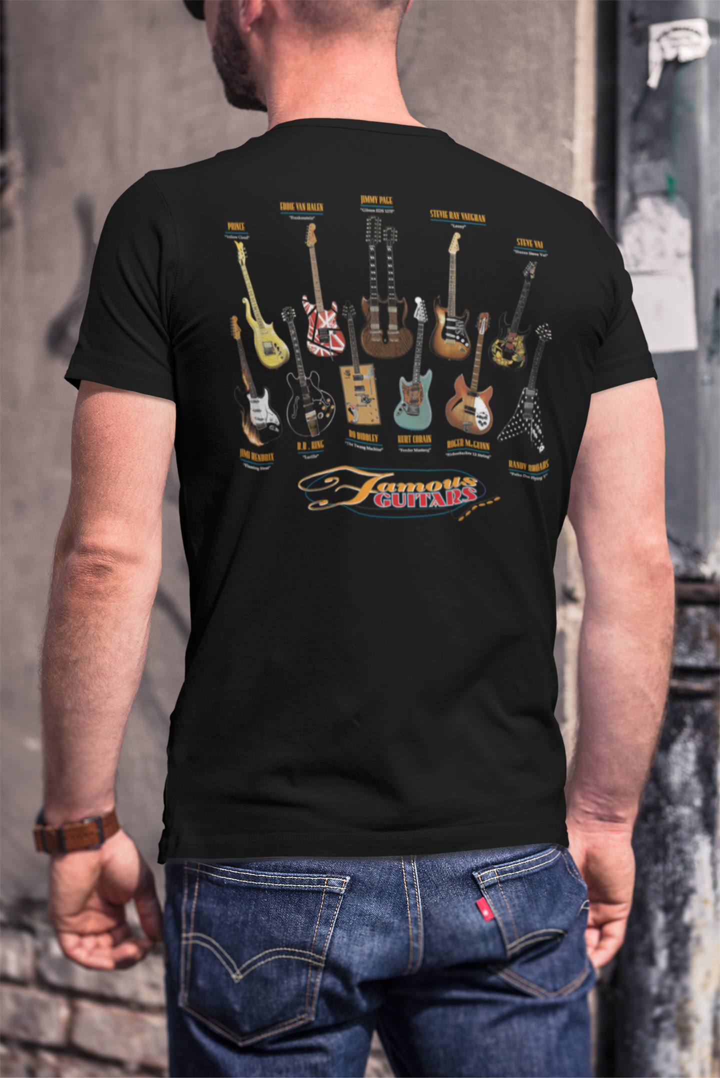 Famous Guitars T-Shirt | Iconic Guitarist Apparel | Taboo Apparel