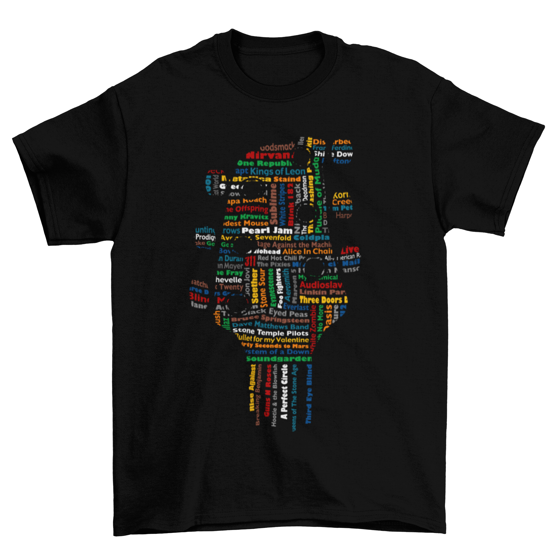 Msstzblkbz T-Shirt - Colorful Guitar's Head Band Design